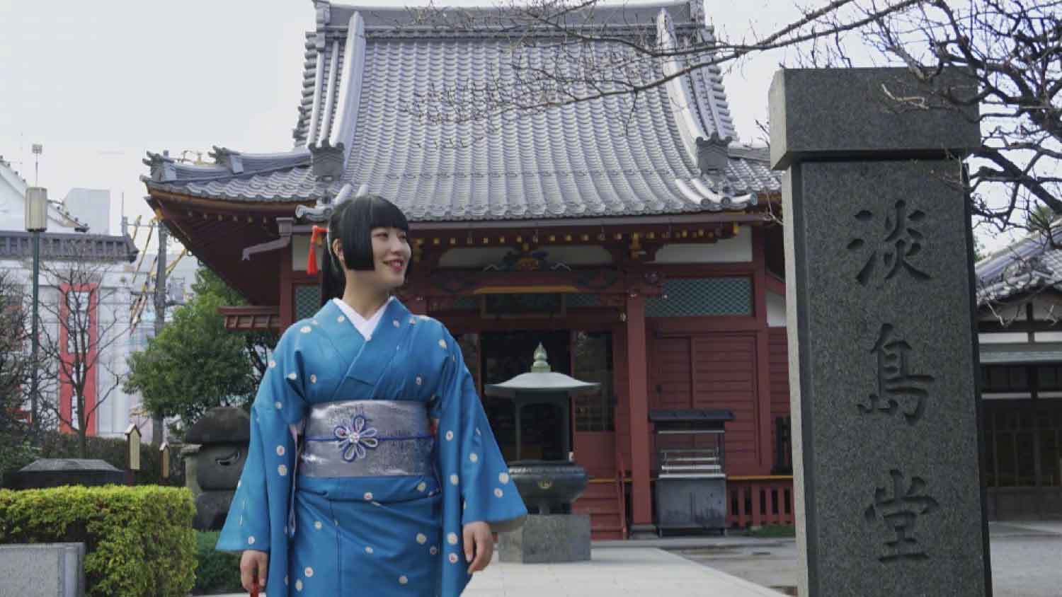 A girl dresses in Kimono